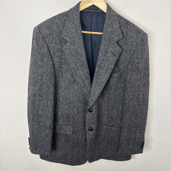 Harris Tweed Men's 40 Gray Blue  Scottish Wool Blazer Sports Jacket Moores - Picture 1 of 9